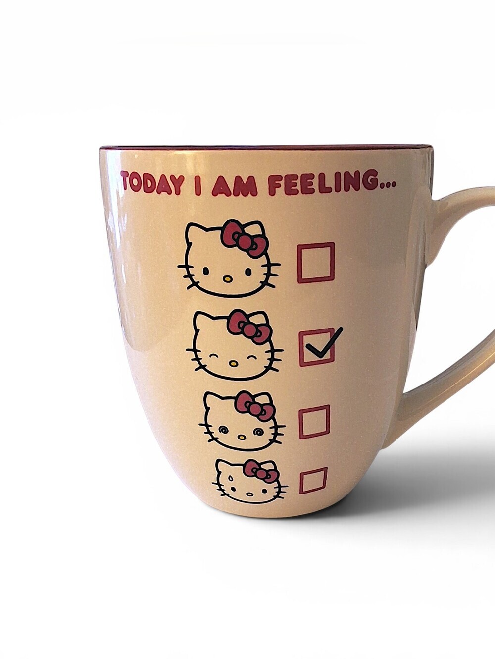 Hello Kitty “Today I Am Feeling…” Ceramic Mug 18oz Sanrio Pink Kawaii